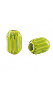 Millefiori tube bead 12x8mm - Green-yellow